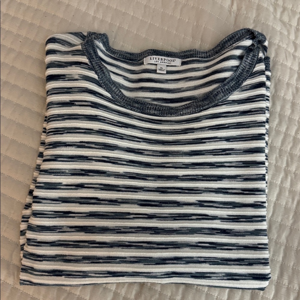 Liverpool Navy and White Striped Knit Top